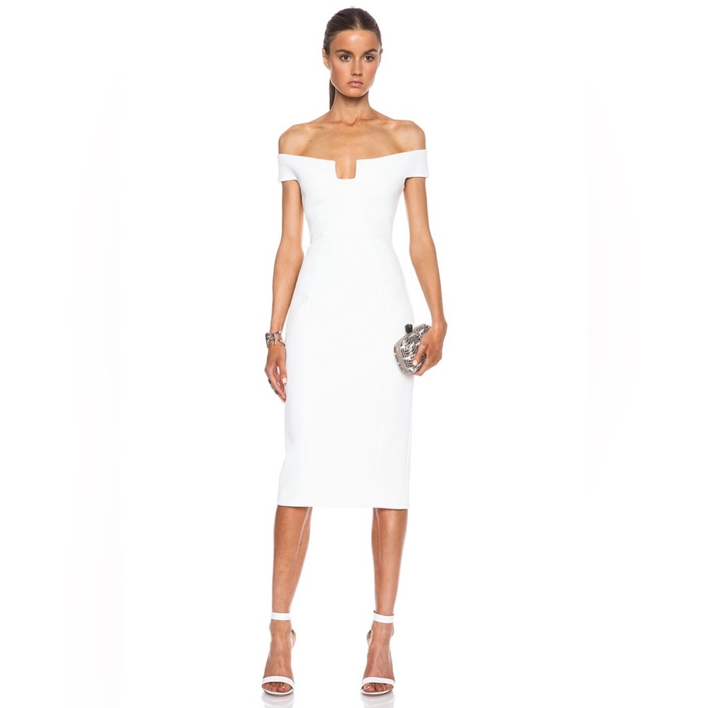 Cushnie Et Ochs Neoprene Off-the-Shoulder Dress, White - Size 6